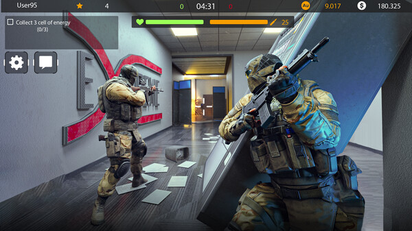 Screenshot of Code of War: 3D Online Shooter gameplay showing in-action mechanics