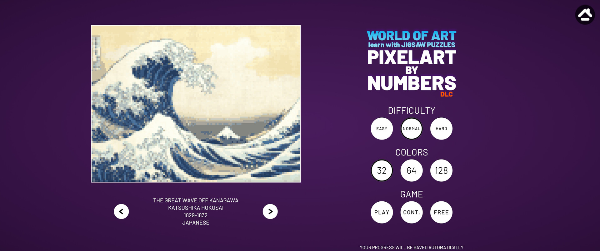 World of Art - learn with Jigsaw Puzzles: PIXEL ART BY NUMBERS Featured Screenshot #1