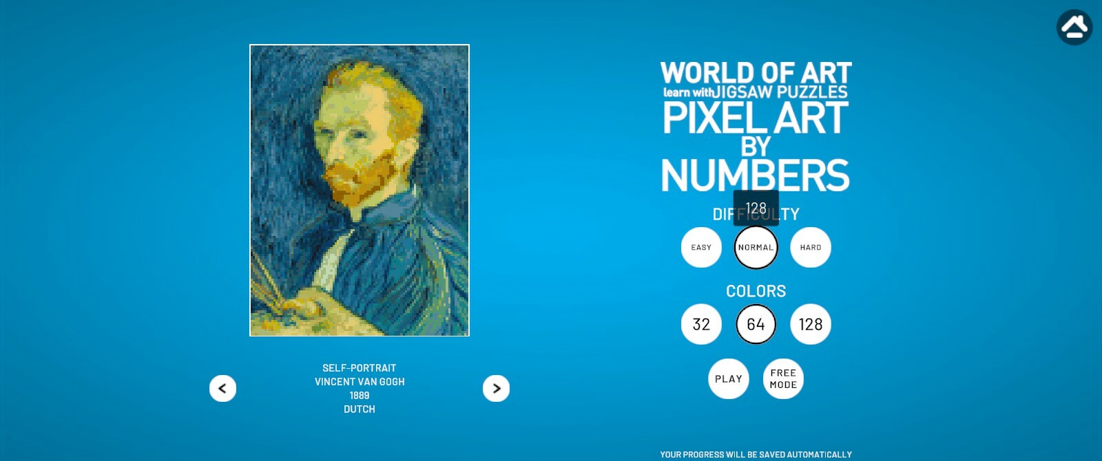 World of Art - learn with Jigsaw Puzzles: PIXEL ART BY NUMBERS Featured Screenshot #1