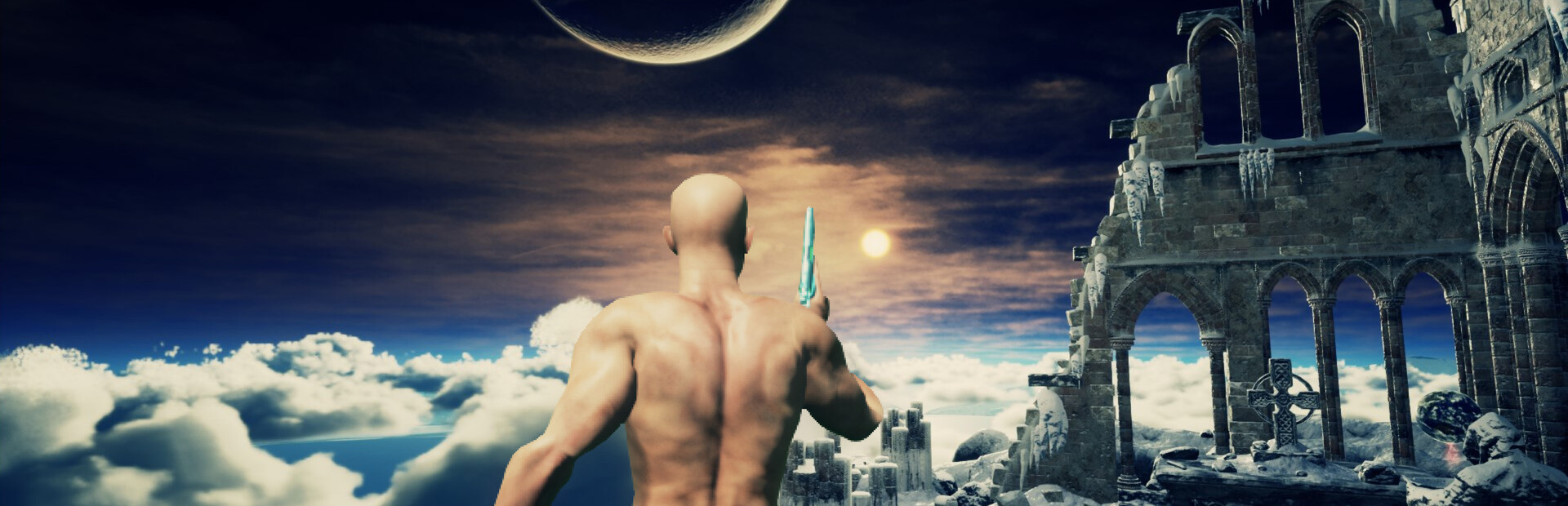 Bald Man Climbs Up