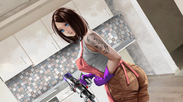 Screenshot of Cleaning Girls gameplay showing in-action mechanics