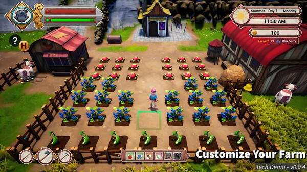 Screenshot of Ravenwood Acres gameplay showing in-action mechanics
