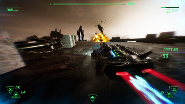 Screenshot of Fatal Run 2089 gameplay showing in-action mechanics