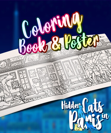 Hidden Cats in Paris - Printable PDF Coloring Book and Poster