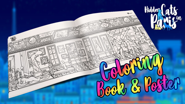 Hidden Cats in Paris - Printable PDF Coloring Book and Poster