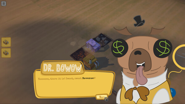 Screenshot of Dr. Bowow's Eco-Extraction gameplay showing in-action mechanics