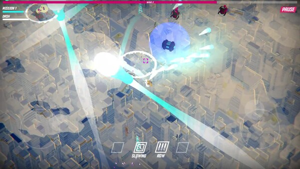 Twin-stick shooting and launching various power-ups