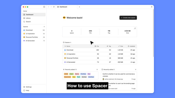 How to use Spacer video thumbnail for Spacer — Tag-based File Explorer