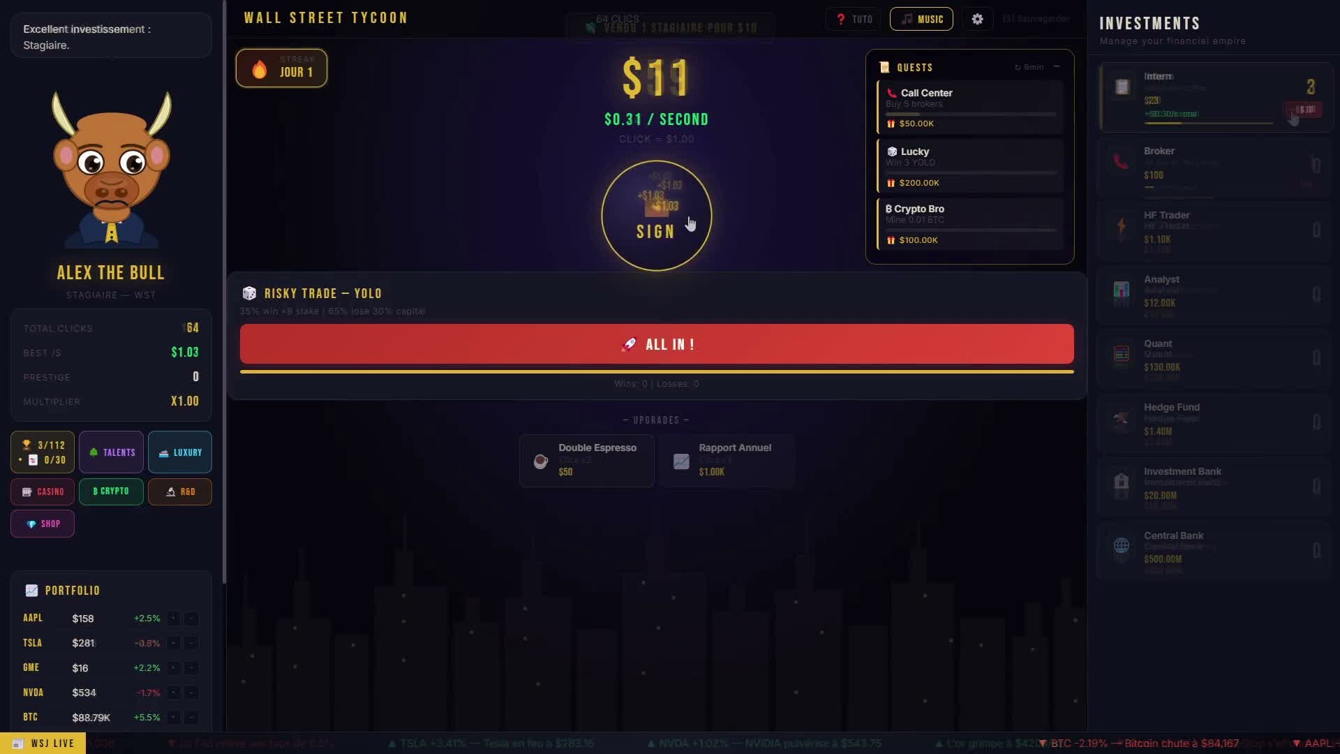 Wall Street Tycoon Clicker Trailer🐂