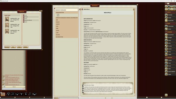 Fantasy Grounds - Lost Lore: Eminent Domains: Forces & Philosophies