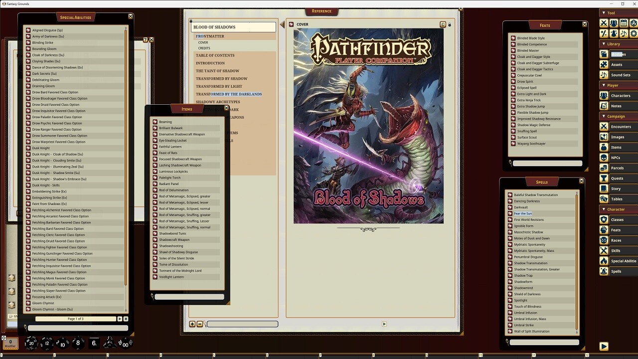 Fantasy Grounds - Pathfinder RPG - Pathfinder Companion: Blood of Shadowsのスクリーンショット 1