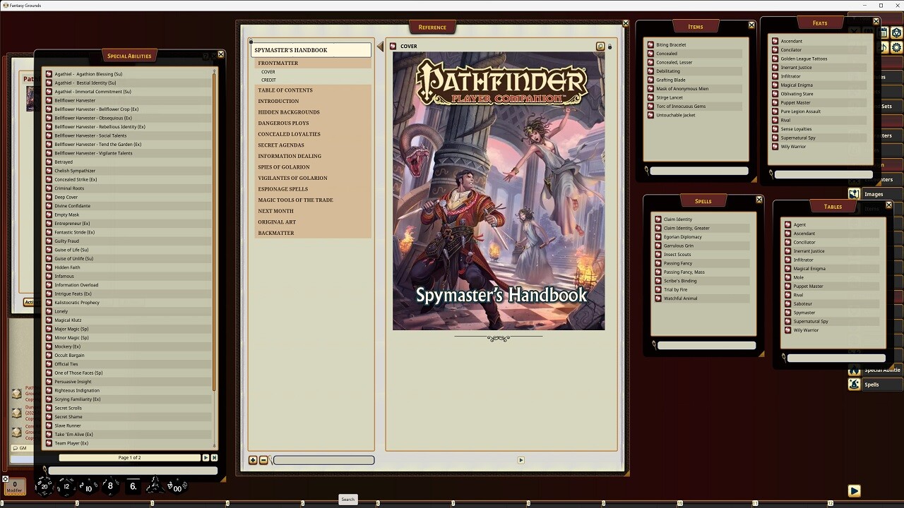 Fantasy Grounds - Pathfinder RPG - Pathfinder Companion: Spymaster's Handbookのスクリーンショット 1