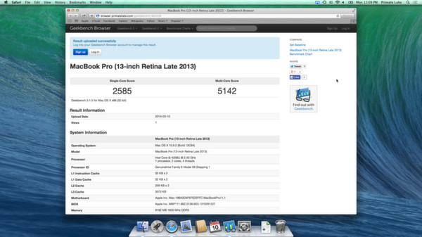 Screenshot z Geekbench 3