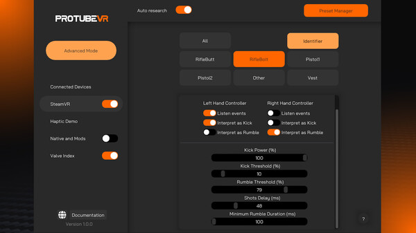 Screenshot z ProTubeVR Companion-App Screenshot z ProTubeVR Companion-App