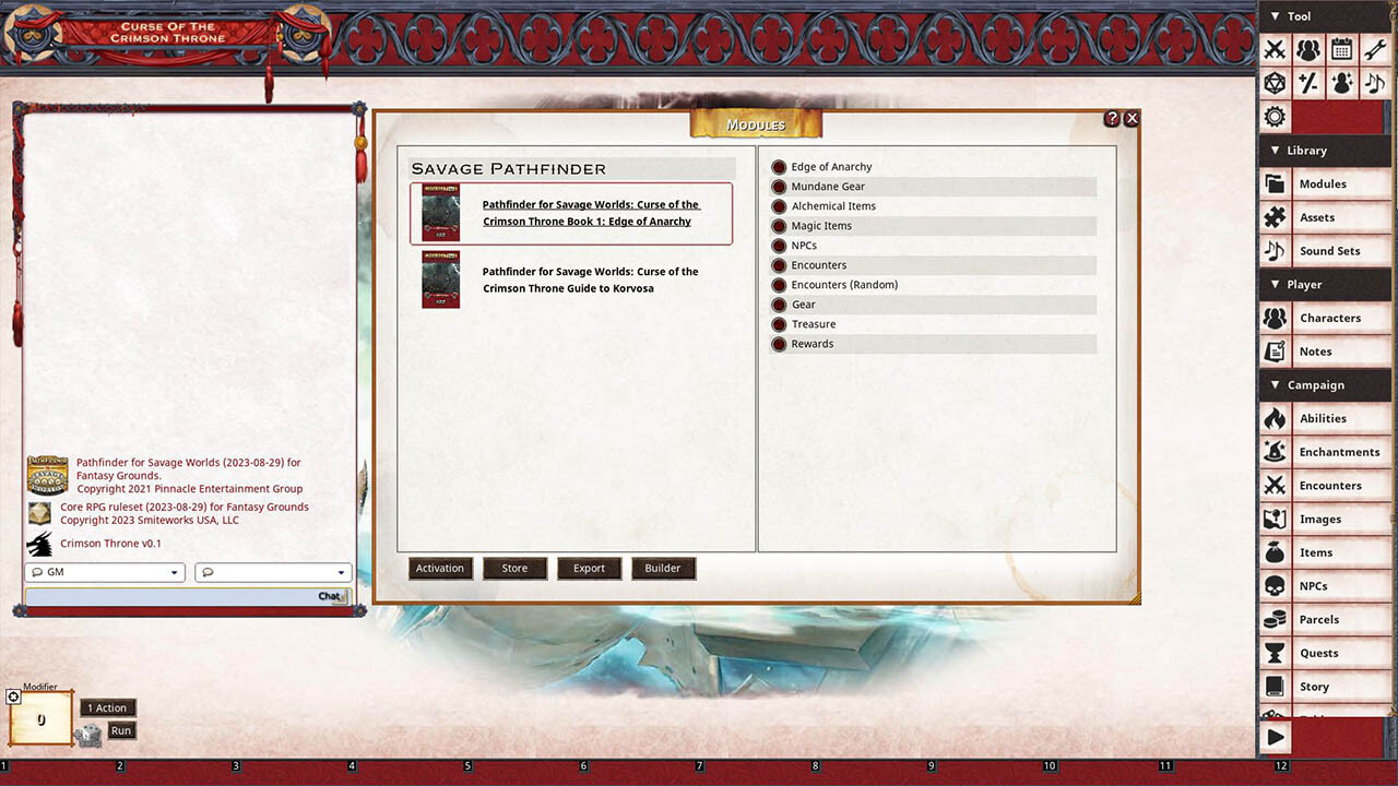 Fantasy Grounds - Pathfinder(R) for Savage Worlds: Curse of the Crimson Throne - Book 1: Edge of Anarchyのスクリーンショット 1