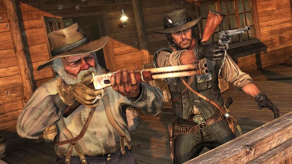 Screenshot of Red Dead Redemption gameplay showing in-action mechanics