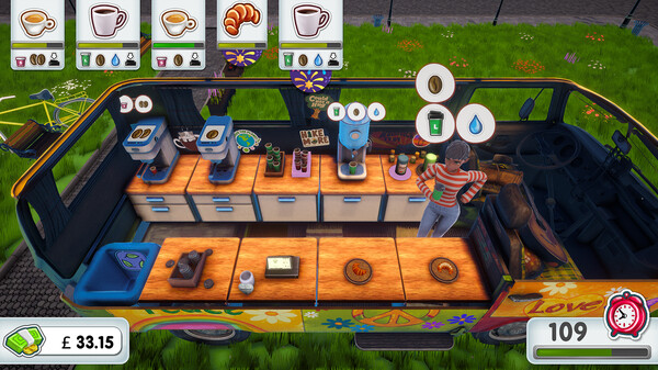 Screenshot of Single Espresso gameplay showing in-action mechanics