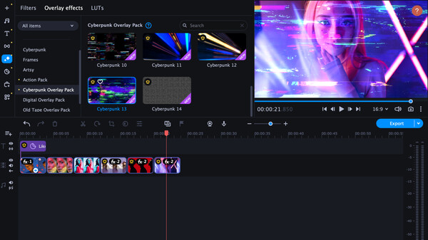 Movavi Video Editor 2024 - Cyberpunk Overlay Pack