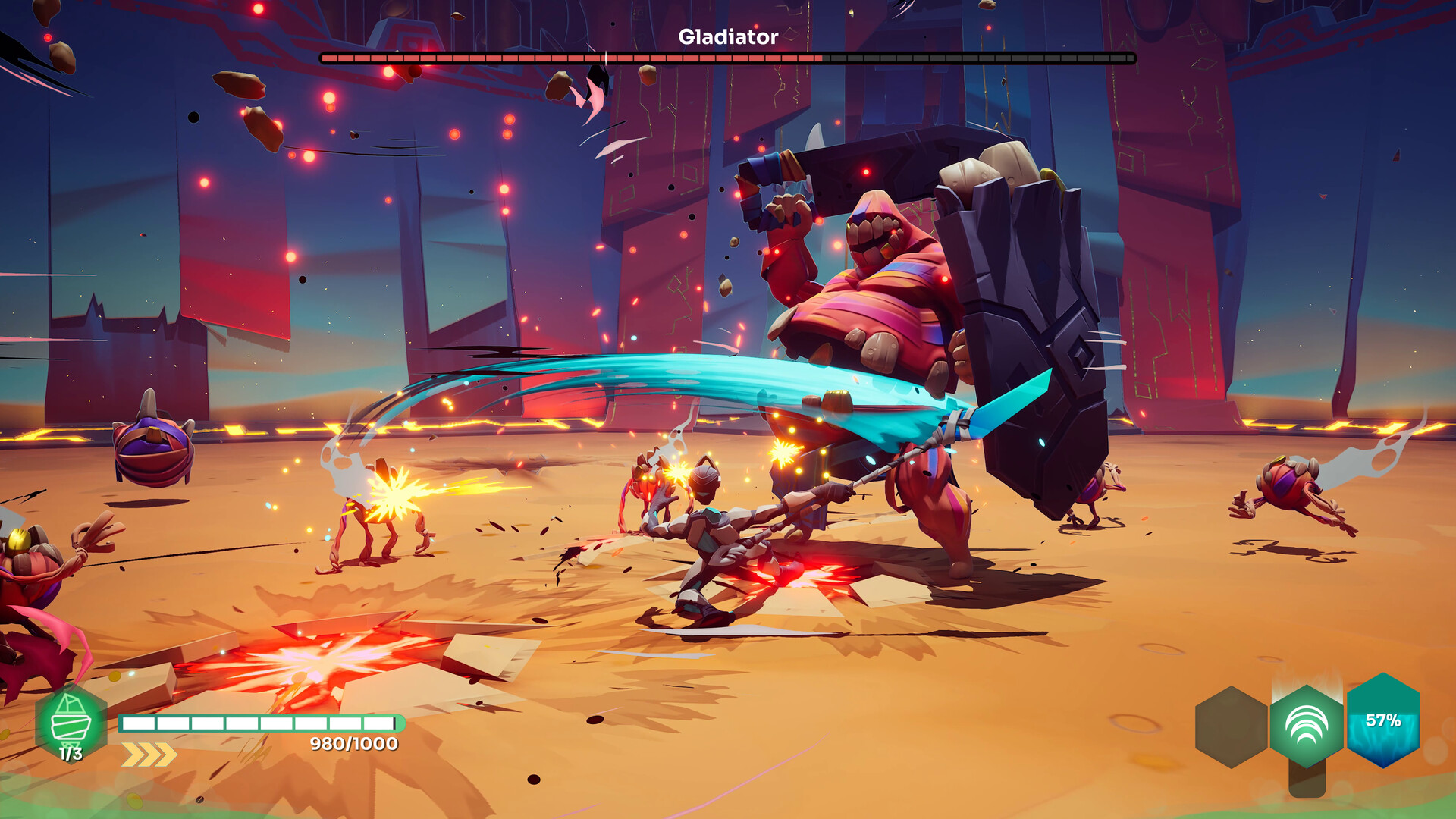 Gráficos de biomas surrealistas en GODBREAKERS