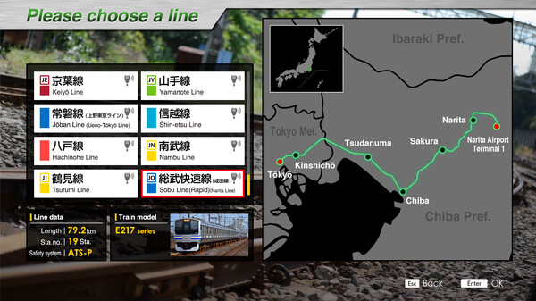 JR EAST Train Simulator: Sobu Line Rapid Service (Tokyo to Narita Airport Terminal 1) E217 series