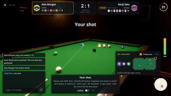 Pocketing the ball-Billiards Simulator - 8 ball- 3D pool — screenshot 7