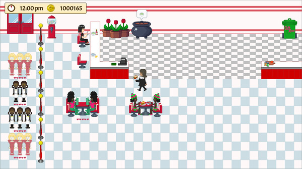 Screenshot of Cafe Rosa gameplay showing in-action mechanics