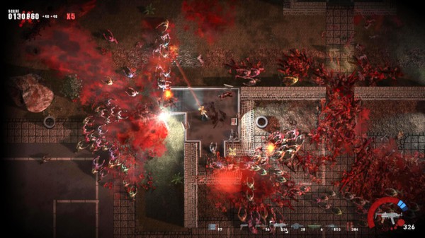 Screenshot of Splatter - Zombiecalypse Now gameplay showing in-action mechanics