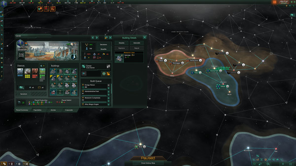 Screenshot of Stellaris gameplay showing in-action mechanics