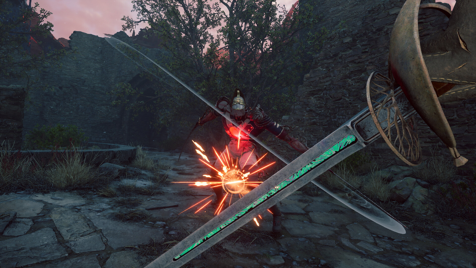 William's Fire Transmutation ignites mid-duel, one of the left-hand abilities detailed in the September 30 Gameplay Overview trailer. Image: Lyrical Games.