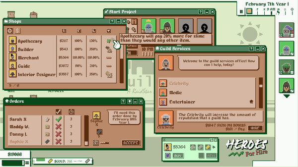 Heroes For Hire - Guild Micromanagement Simulator