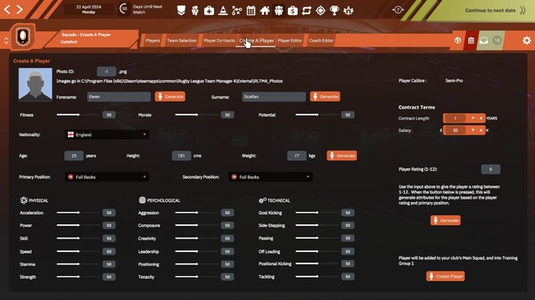 Screenshot z Rugby League Team Manager 4