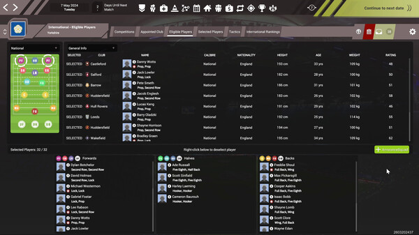 Screenshot z Rugby League Team Manager 4