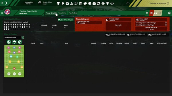 Screenshot z Rugby League Team Manager 4