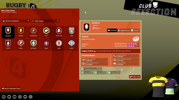 Screenshot z Rugby League Team Manager 4