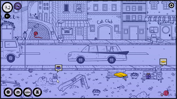 Screenshot of Street of the Cats gameplay showing in-action mechanics