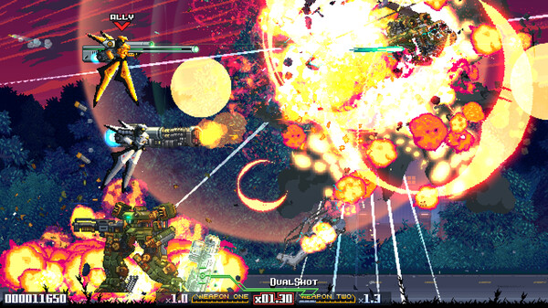 Screenshot of VISEGUNNE gameplay showing in-action mechanics