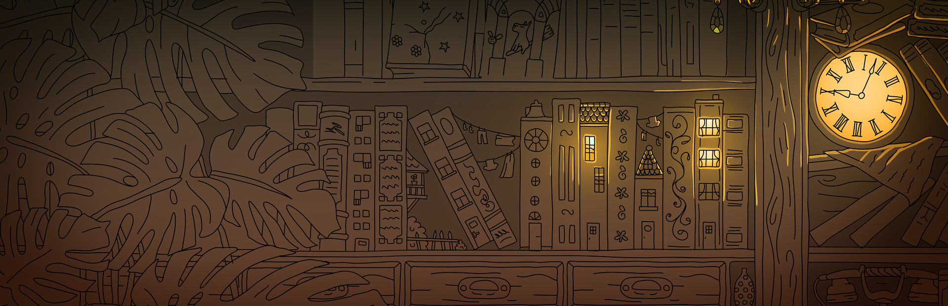 Hidden Capybaras with Orange in the Whimsical Library