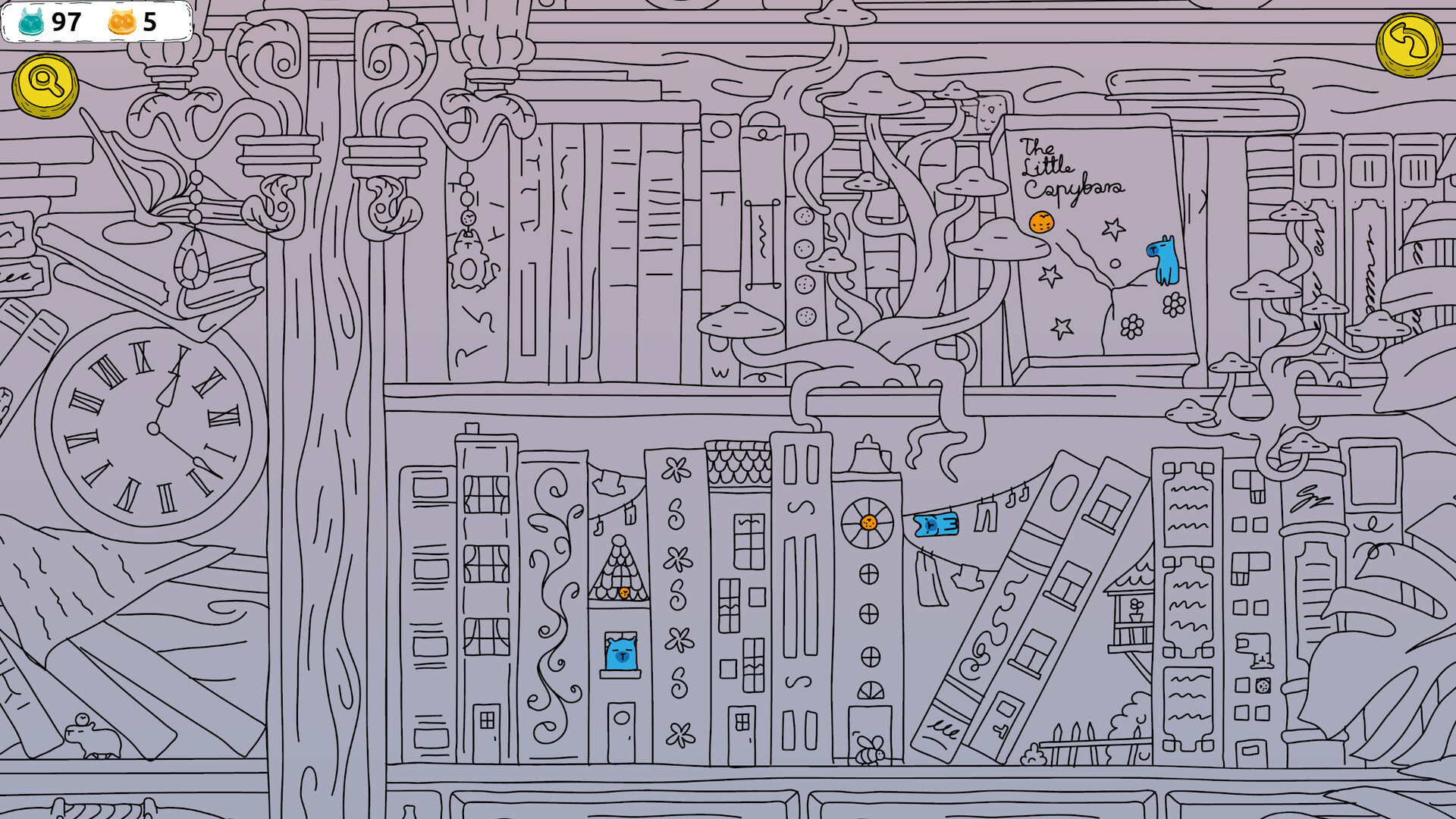 Hidden Capybaras with Orange in the Whimsical Library screenshot #2