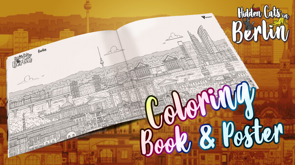 Hidden Cats in Berlin - Printable PDF Coloring Book and Poster