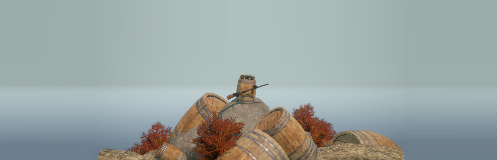 Climbing In Barrel With Double-Barrel