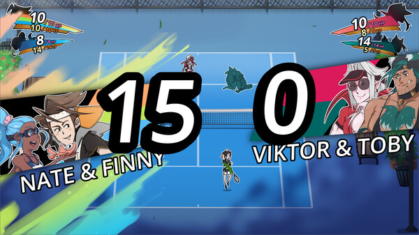 Screenshot of The Tennis Academy gameplay showing in-action mechanics