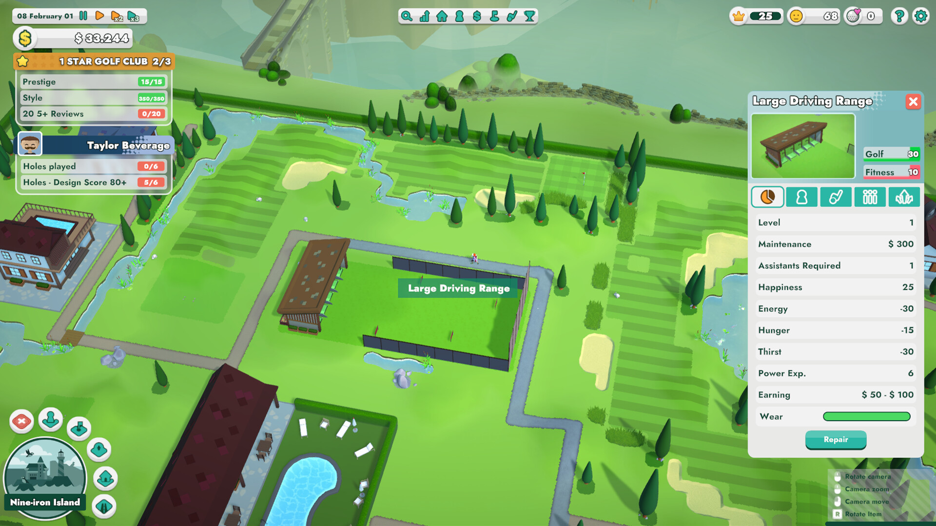 Campo de golf completado con múltiples hoyos y paisajismo detallado