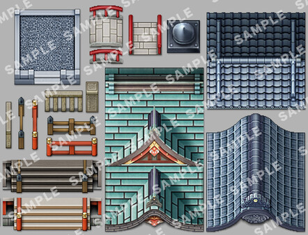 KHAiHOM.com - RPG Maker MZ - SERIALGAMES Living Good City Tileset - Shrine and Temples SET