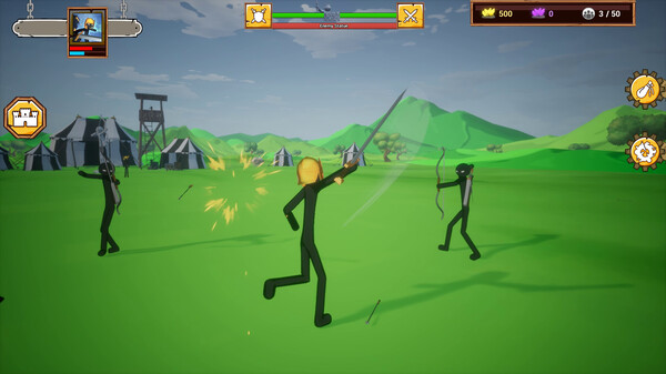 Screenshot of Stick Infinite Kingdom gameplay showing in-action mechanics