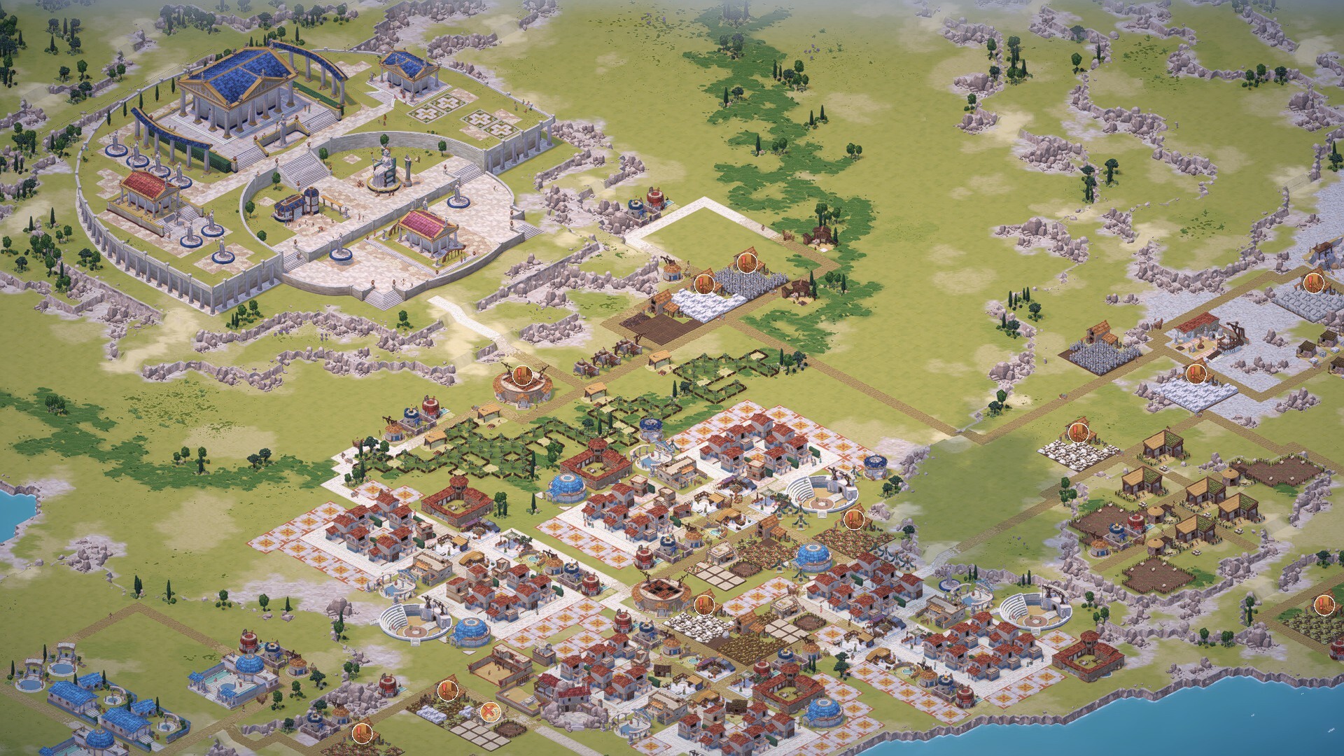 A Greek city with temples, roads and housing in Theos: Cities Of Myth