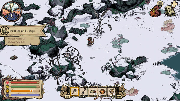 Screenshot of Winter Burrow gameplay showing in-action mechanics