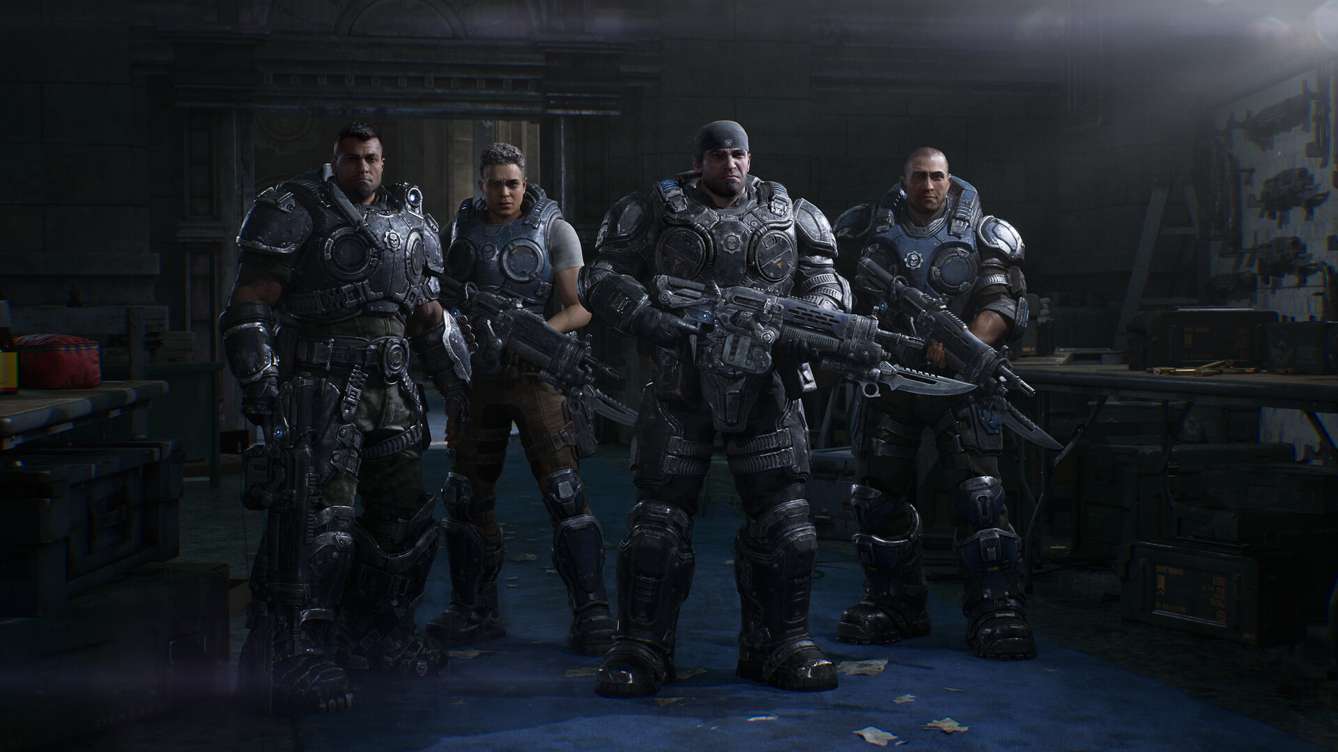Capture officielle de Gears of War: E-Day : combat rapproché dans un environnement industriel en ruine