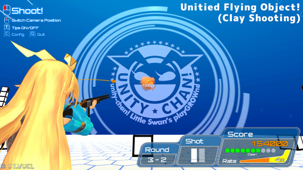 Screenshot of Unity-chan the SharpShooter! gameplay showing in-action mechanics