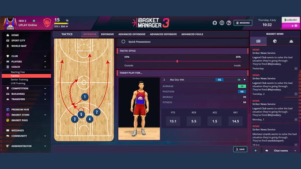 Screenshot z iBasket Manager 3 - Online Basketball Manager Screenshot z iBasket Manager 3 - Online Basketball Manager