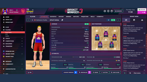 Screenshot z iBasket Manager 3 - Online Basketball Manager Screenshot z iBasket Manager 3 - Online Basketball Manager